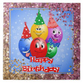 Cheerful Birthday-ballonnen Tegeltje (Voorkant)