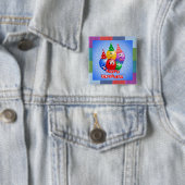 Cheerful Birthday-ballonnen Vierkante Button 5,1 Cm (In situ)