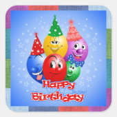 Cheerful Birthday-ballonnen Vierkante Sticker (Voorkant)
