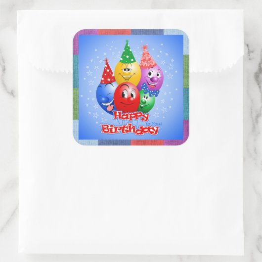 Cheerful Birthday-ballonnen Vierkante Sticker (Tas)