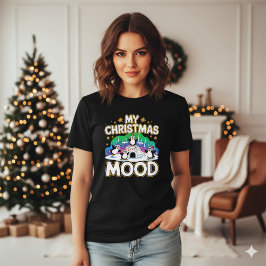 Cheerful Black Festive Penguin Igloo Christmas T-shirt