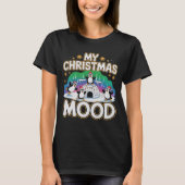 Cheerful Black Festive Penguin Igloo Christmas T-shirt (Voorkant)