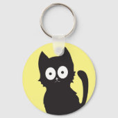 Cheerful Black Kitten Silhouette Sleutelhanger (Voorkant)