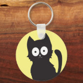 Cheerful Black Kitten Silhouette Sleutelhanger (Voorkant)