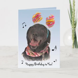 Cheerful Black Labrador Retriever Dog Birthday Kaart