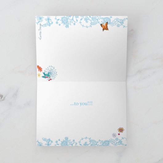 Cheerful Blue Hand lettered Birthday Funny Letters Kaart (Binnen)