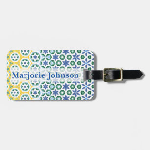 Cheerful Blue Yellow Patterterted Bagagelabel