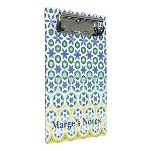 Cheerful Blue Yellow Patterterted Mini Klembord (Schuin)