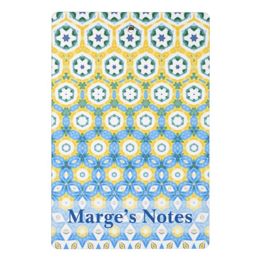 Cheerful Blue Yellow Patterterted Mini Klembord (Achterkant)