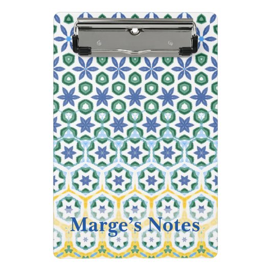 Cheerful Blue Yellow Patterterted Mini Klembord (Voorkant)