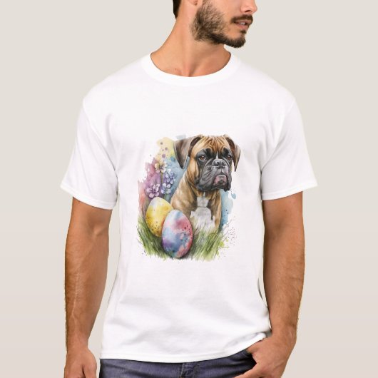 Cheerful Boxer Dog Easter Egg, Happy Easter Boxer T-shirt (Voorkant)