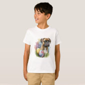 Cheerful Boxer Dog Easter Egg, Happy Easter Boxer T-shirt (Voorkant volledig)