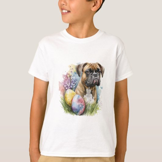 Cheerful Boxer Dog Easter Egg, Happy Easter Boxer T-shirt (Voorkant)