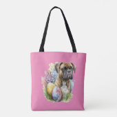 Cheerful Boxer Dog Easter Egg, Happy Easter Boxer Tote Bag (Achterkant)