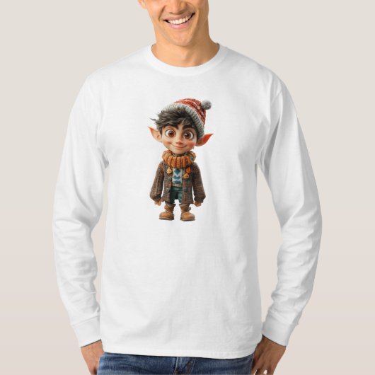 Cheerful Boy Christmas Elf Mannen T-shirt (Voorkant)