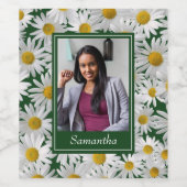 Cheerful Bright Daisy Custom Photo - Wijn Etiket (Enkel label)