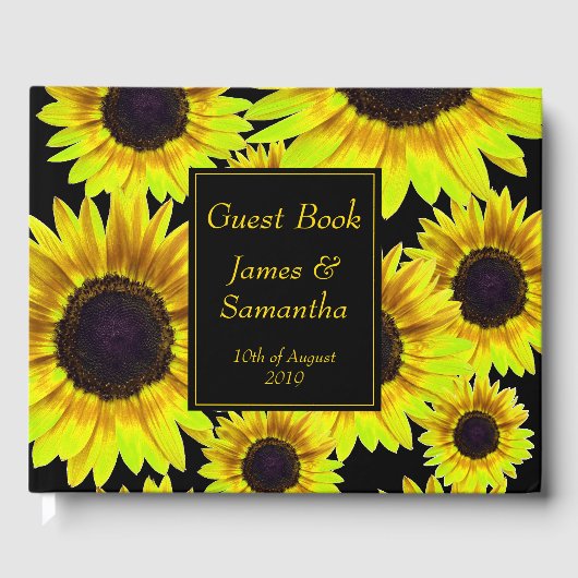 Cheerful Bright Yellow Sunflower - Gastenboek (Voorkant)
