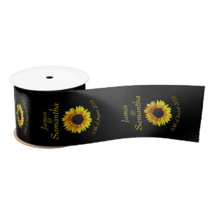 Cheerful Bright Yellow Sunflower - Satijnen Lint