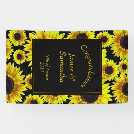 Cheerful Bright Yellow Sunflower - Spandoek (Horizontaal)