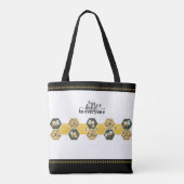 Cheerful Bumblebee "Be Kind" Sunflower Market Tote Bag (Achterkant)