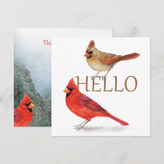 Cheerful Cardinals-Holiday Greeting Feestdagenkaart (Voorkant / Achterkant)