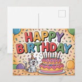 Cheerful Cartoon Cat Happy Birthday Illustration Briefkaart (Voorkant / Achterkant)