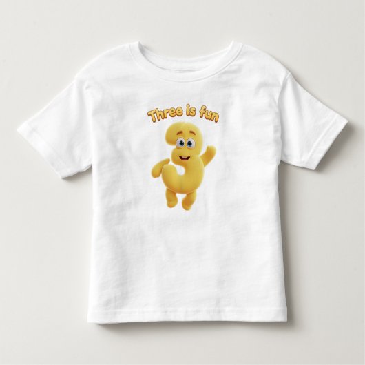 Cheerful Cartoon Number 3 | "Three is Fun" Kinder Shirts (Voorkant)