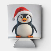 Cheerful Cartoon Penguin Wearing Santa Hat Blikjeskoeler (Achterkant)