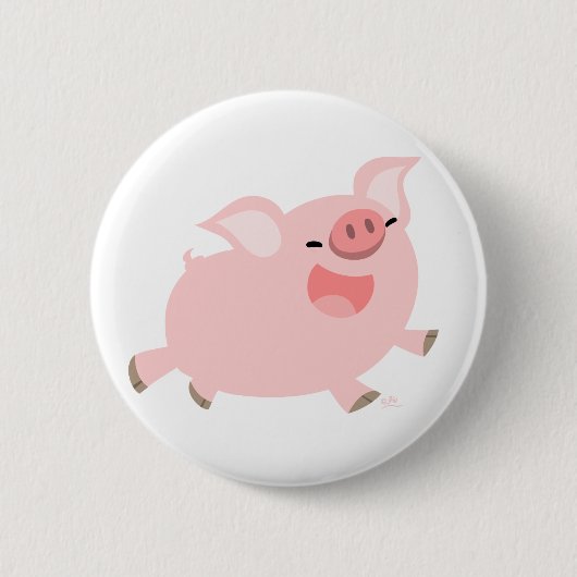Cheerful Cartoon Pig-knoopbadge Ronde Button 5,7 Cm (Voorkant)