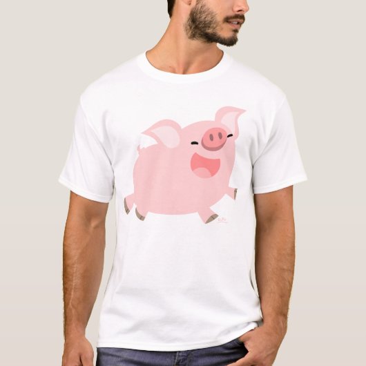 Cheerful Cartoon Pig T-shirt (Voorkant)