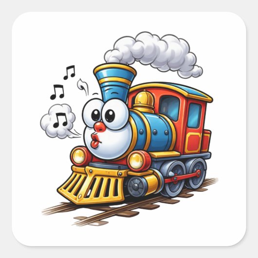 Cheerful Cartoon Train Character Sticker (Voorkant)