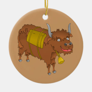 Cheerful cartoon yak keramisch ornament