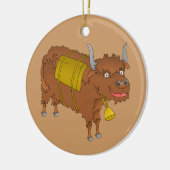 Cheerful cartoon yak keramisch ornament (Links)