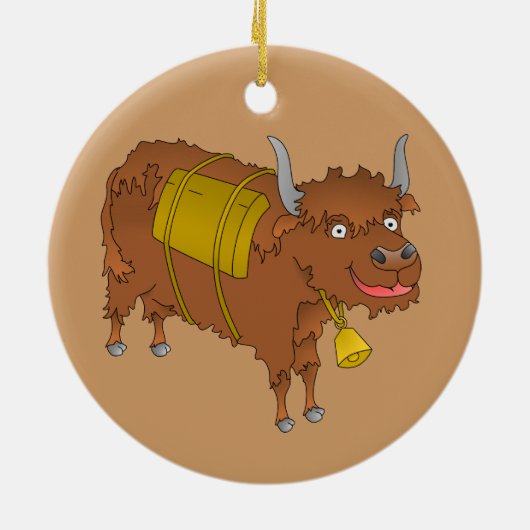 Cheerful cartoon yak keramisch ornament (Achterkant)