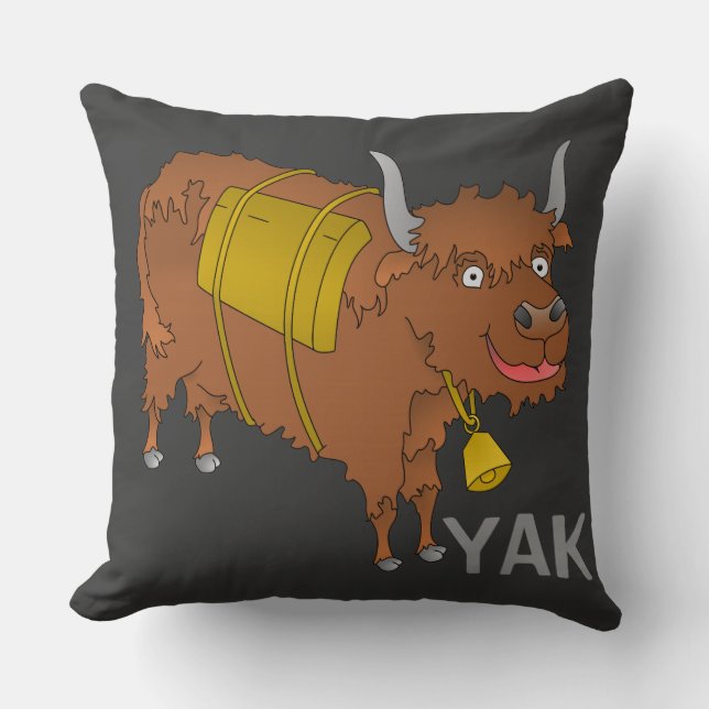 Cheerful cartoon yak kussen (Voorkant)