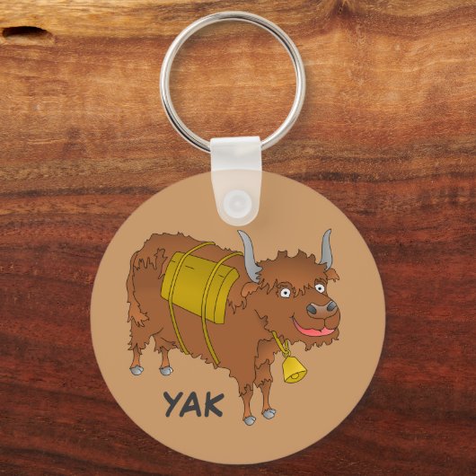 Cheerful cartoon yak sleutelhanger (Voorkant)