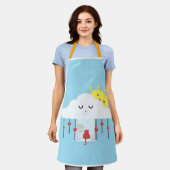 Cheerful Cat & Sunny Cloud Apron Schort (Gedragen)