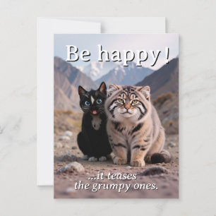 Cheerful Cat vs. Grumpy Cat – Humor Briefkaart