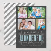 Cheerful Chalkboard Holiday 4-Photos Flat Card Feestdagenkaart (Voorkant / Achterkant)