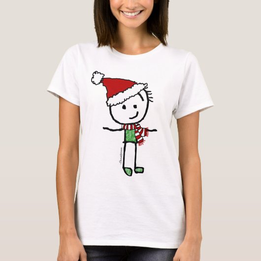 Cheerful Charlie Stick-Fig, kerstfeestdag T-shirt (Voorkant)