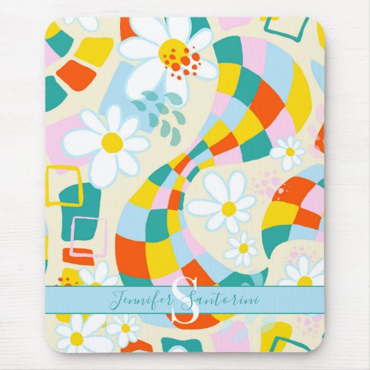Cheerful Checks Abstract Monogrammed Mousepad Muismat (Voorkant)
