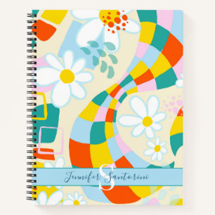 Cheerful Checks Modern Monogrammed Spiral Notitieb Notitieboek