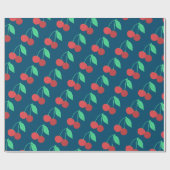 Cheerful Cherries Fruity Fun Pattern Red Blue Cadeaupapier (Vlak)