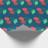 Cheerful Cherries Fruity Fun Pattern Red Blue Cadeaupapier (Hoek)