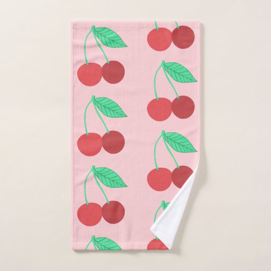 Cheerful Cherries Fruity Pink Bad Handdoek (Handdoek)