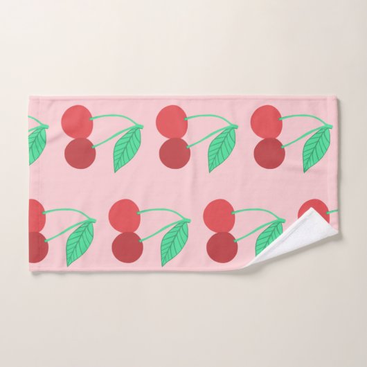 Cheerful Cherries Fruity Pink Bad Handdoek (Handdoek)