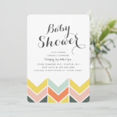 Cheerful Chevron Baby shower Invite Kaart (Staand voorkant)