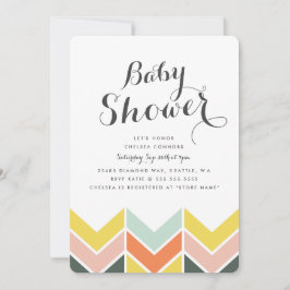 Cheerful Chevron Baby shower Invite Kaart