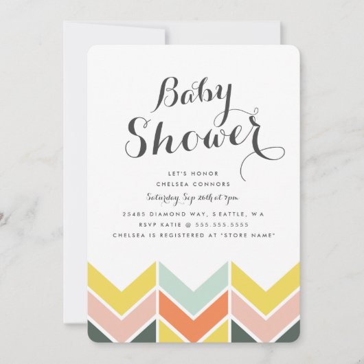 Cheerful Chevron Baby shower Invite Kaart (Voorkant)