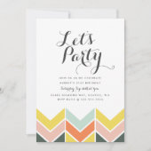 Cheerful Chevron Birthday Invite Kaart (Voorkant)